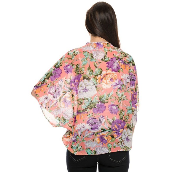 NEW Floral Kimono | Coral - Picture 2 of 2